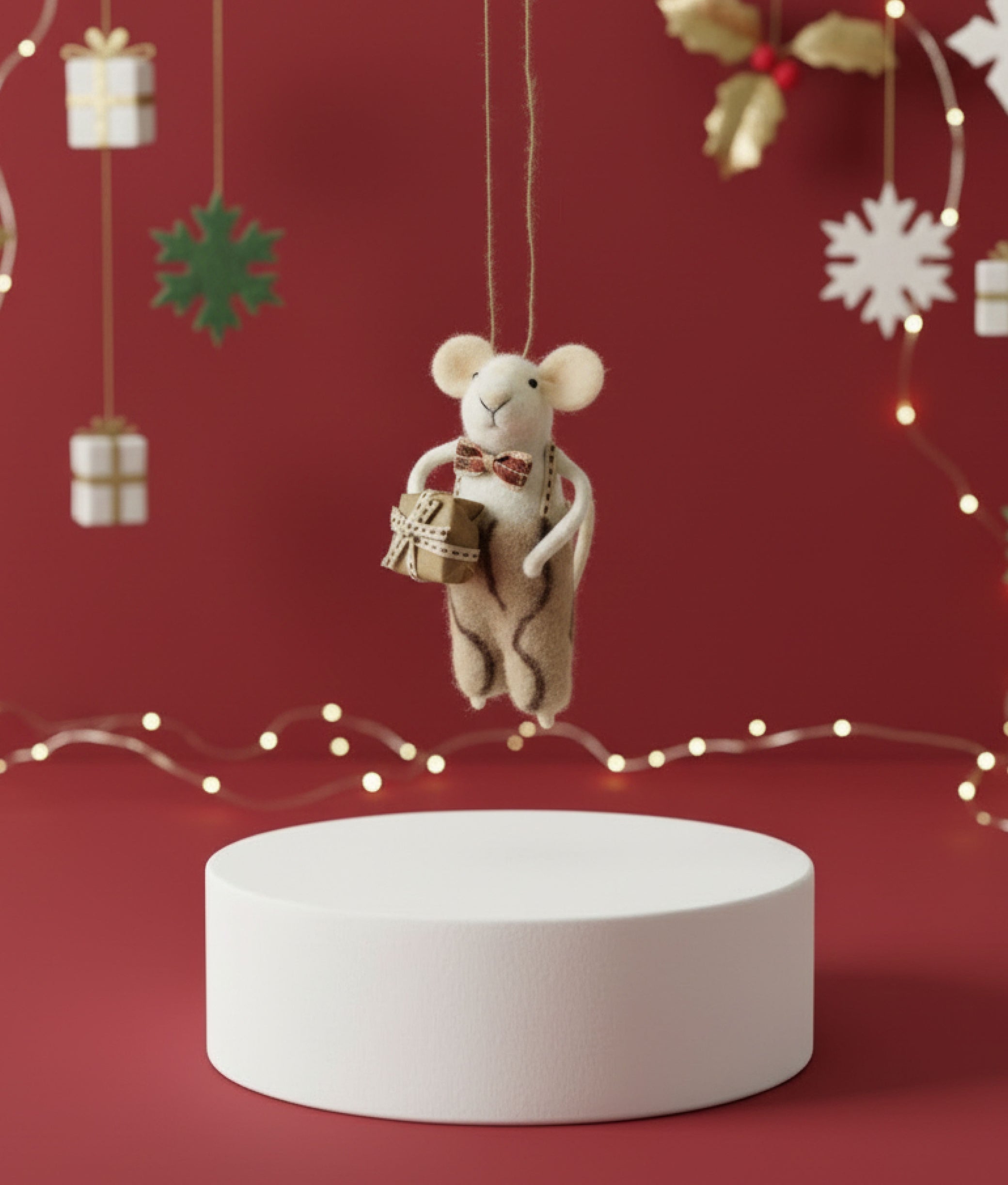 Xmas Mice White Bow Suspenders