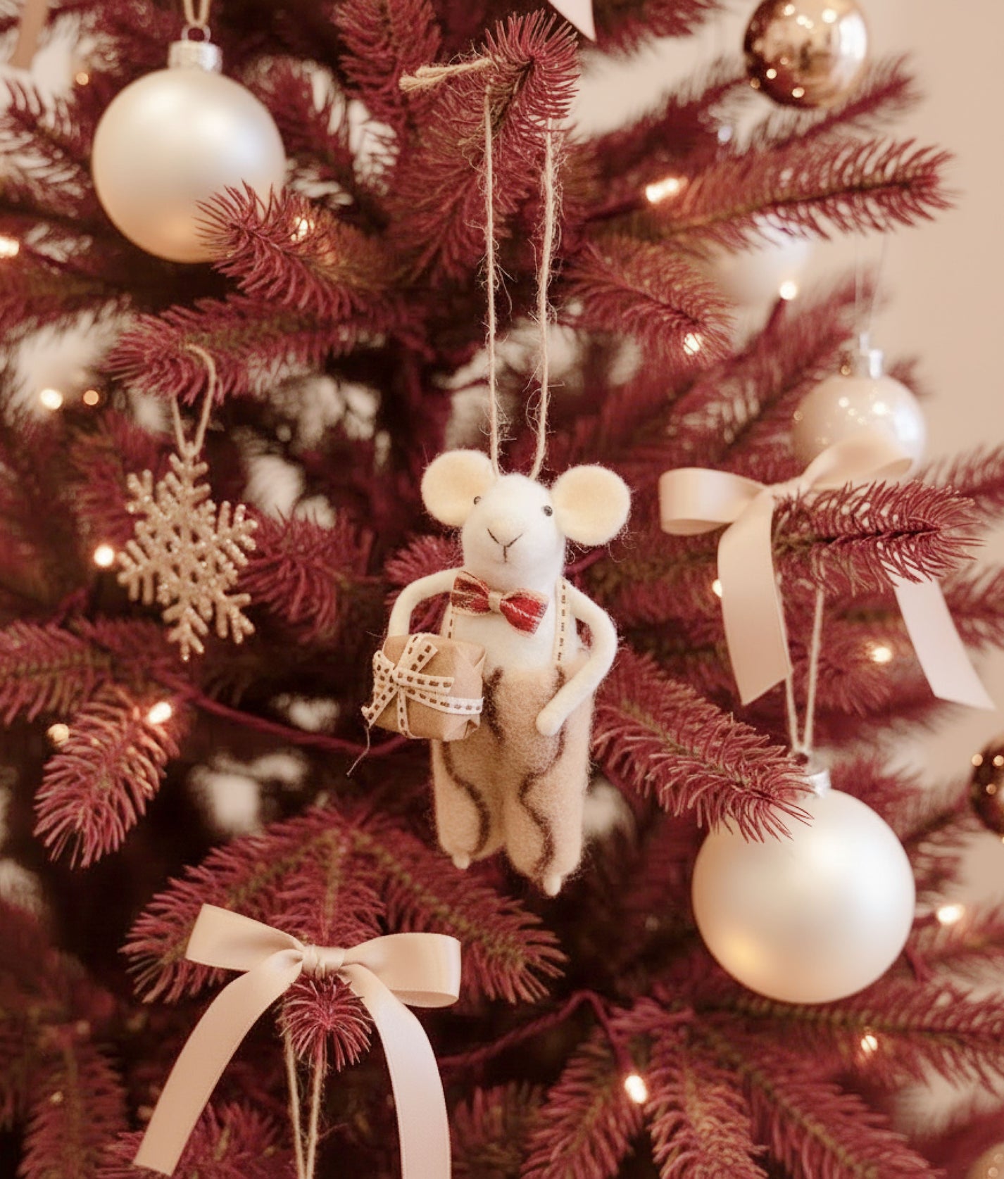 Xmas Mice White Bow Suspenders
