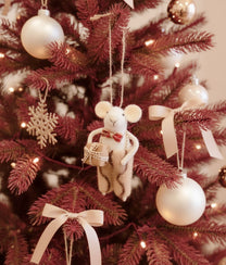 Xmas Mice White Bow Suspenders