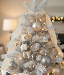Xmas Mice White Grey Coat Present