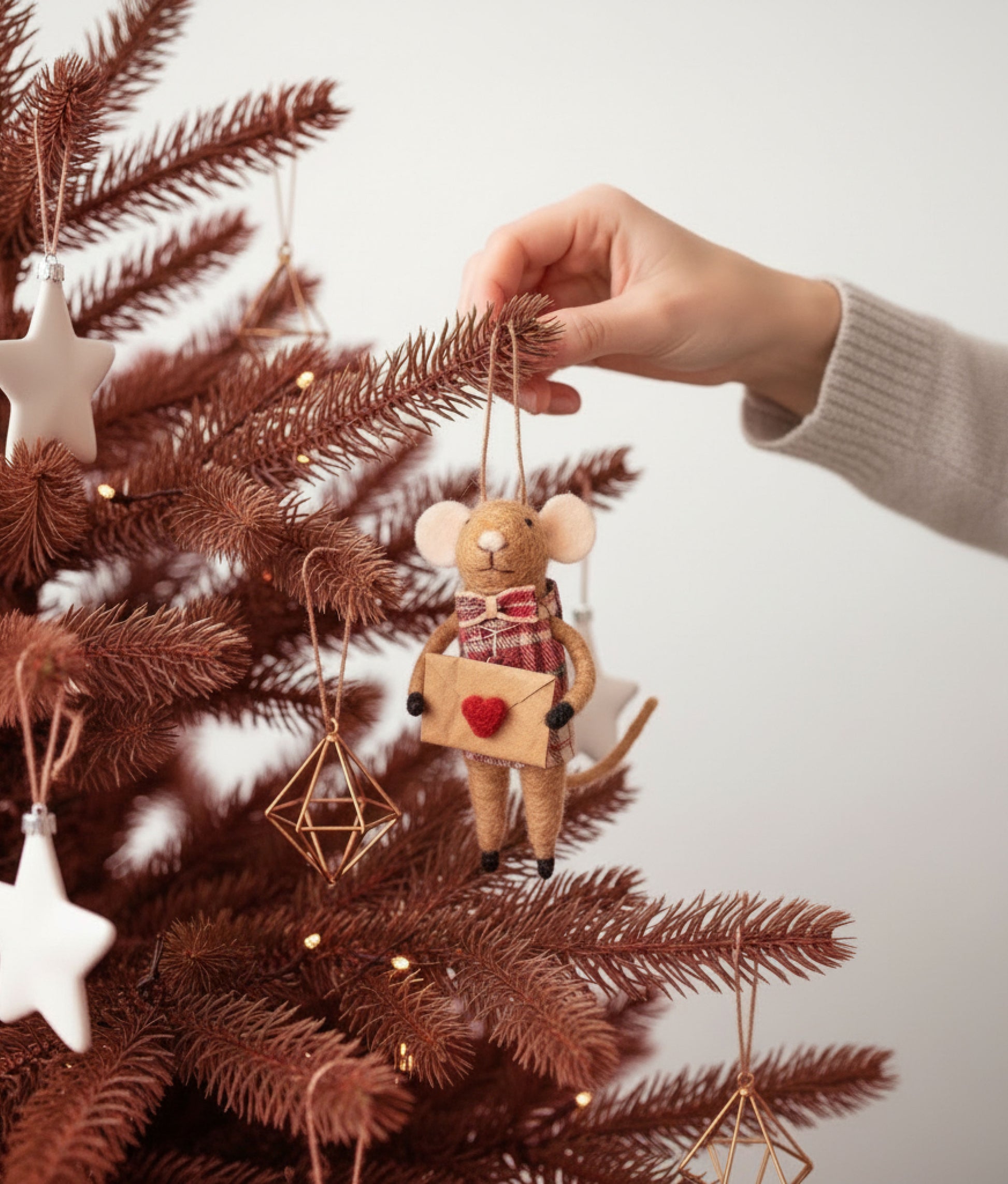 Xmas Mice Beige Letter Heart