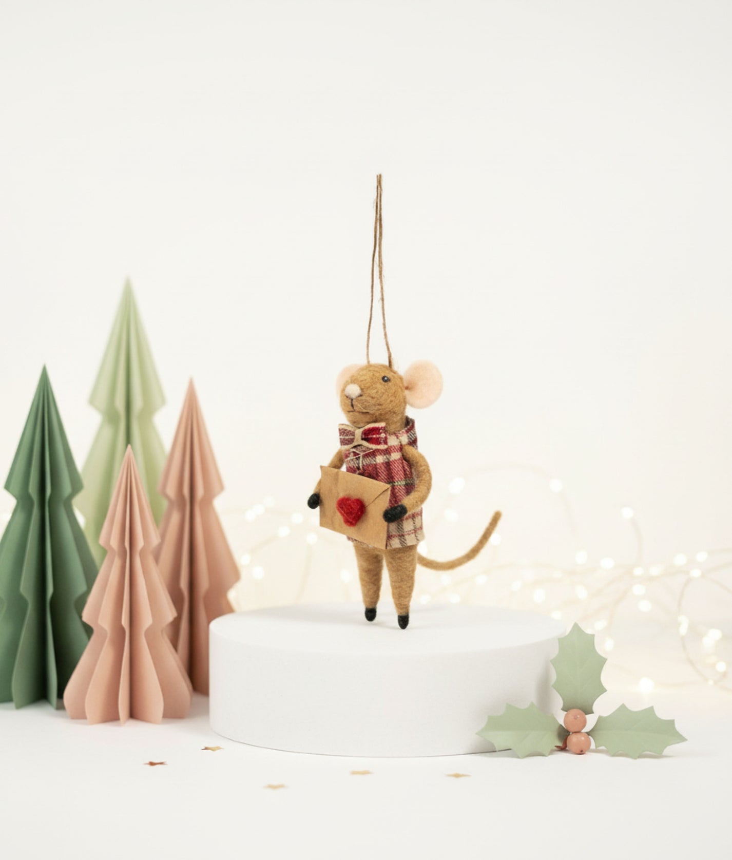 Xmas Mice Beige Letter Heart