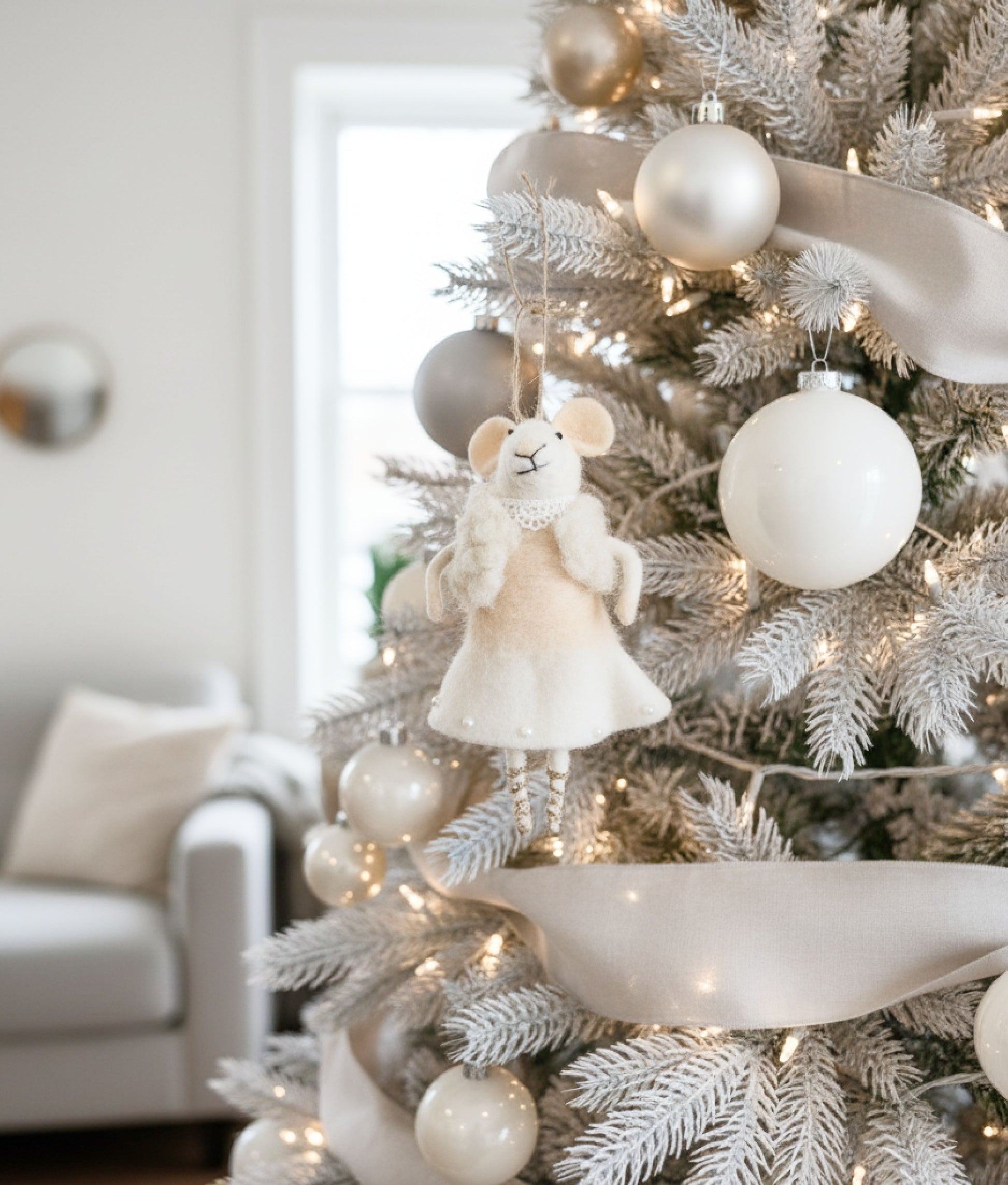 Xmas Mice White Wool Dress