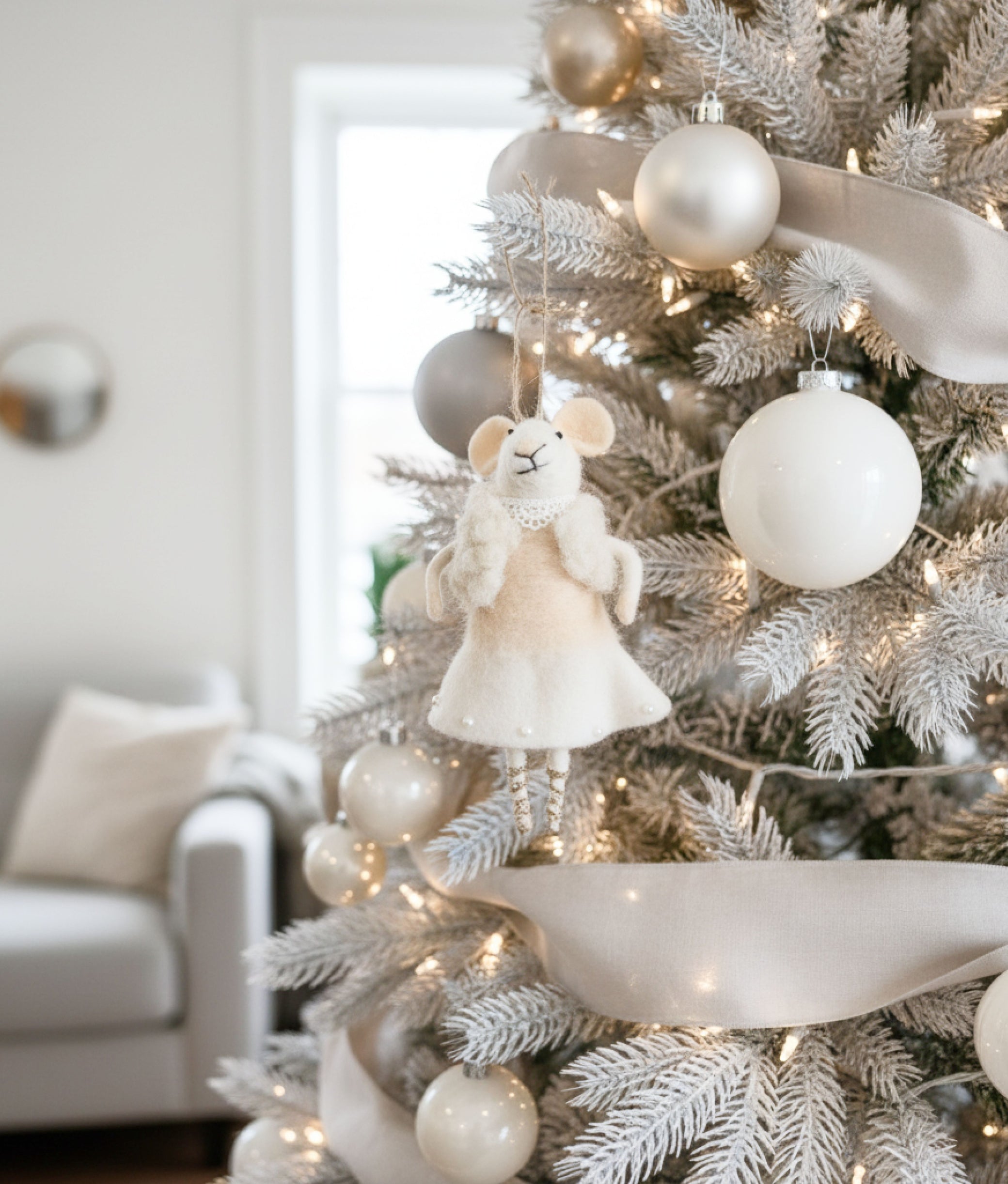 Xmas Mice White Wool Dress