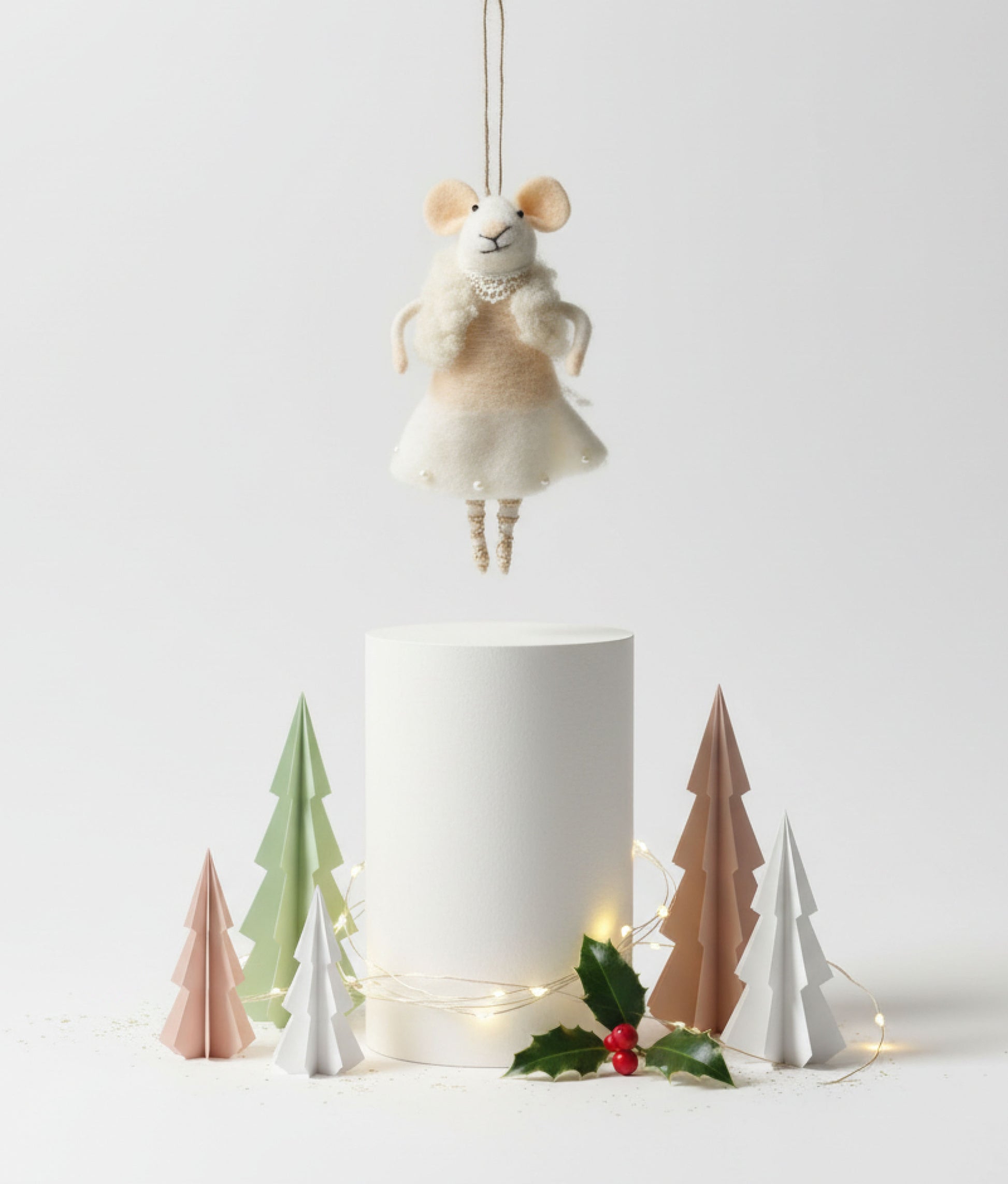 Xmas Mice White Wool Dress
