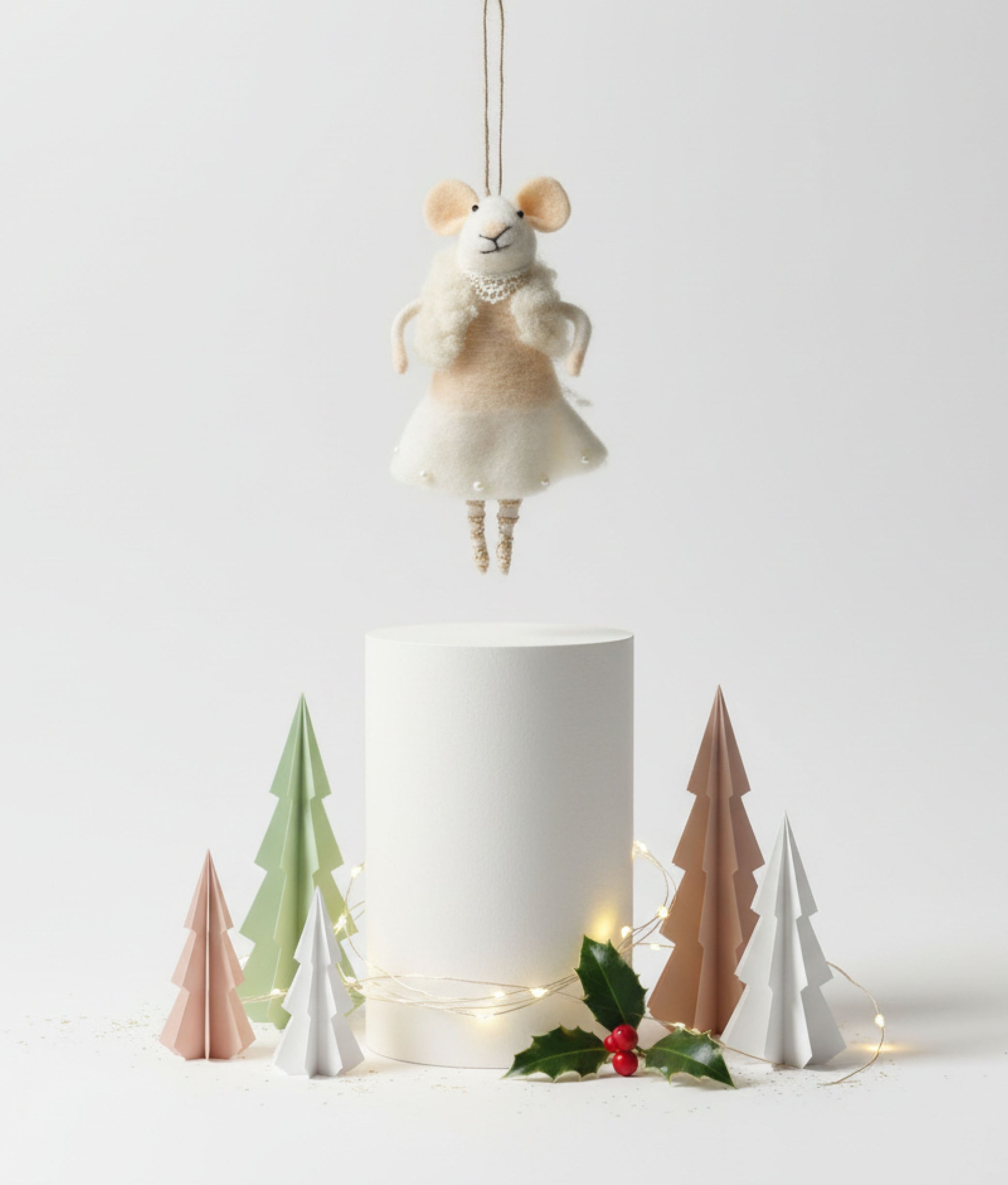 Xmas Mice White Wool Dress