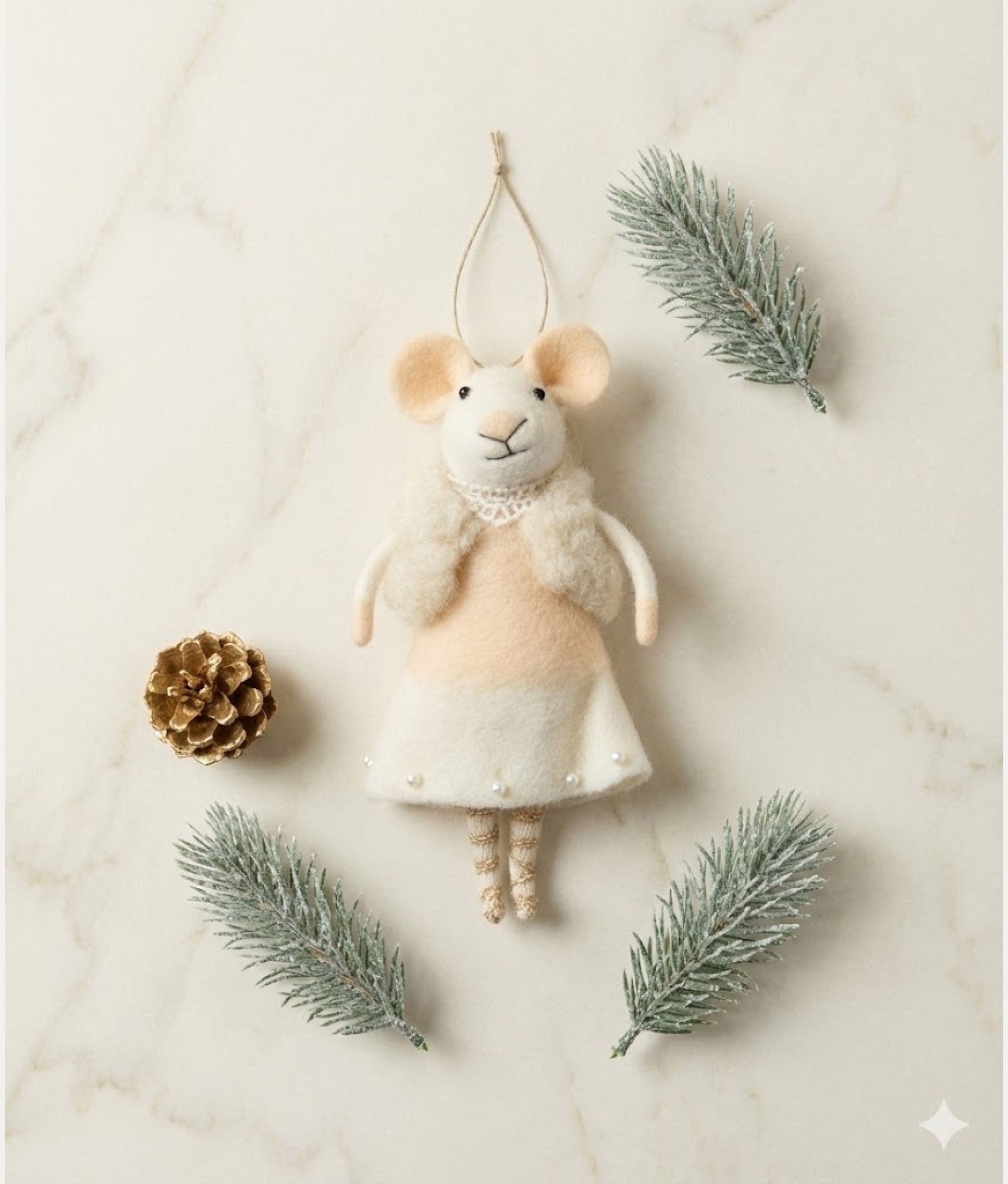 Xmas Mice White Wool Dress