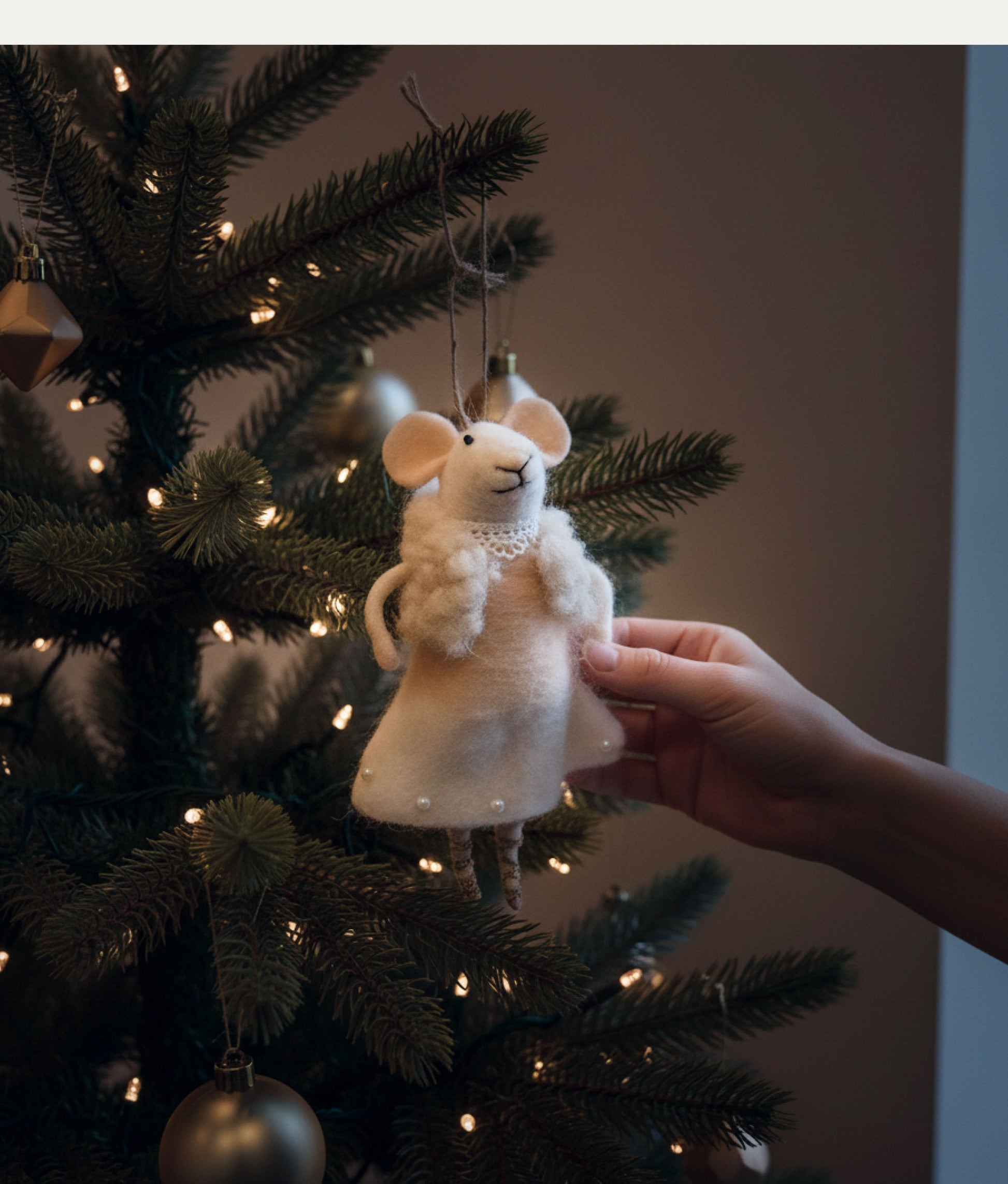 Xmas Mice White Wool Dress