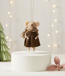 Xmas Mice Beige Scarf Dress