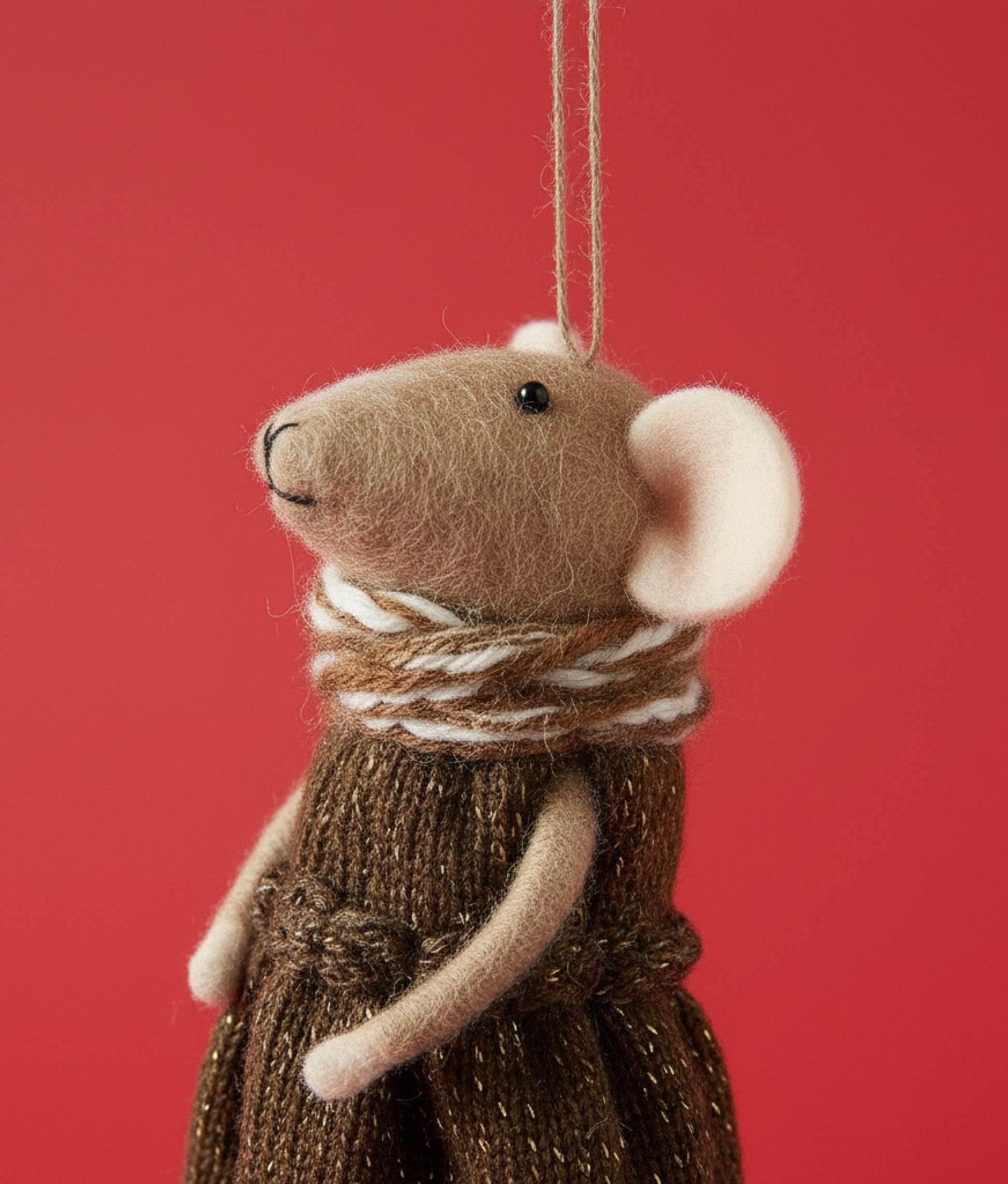 Xmas Mice Beige Scarf Dress