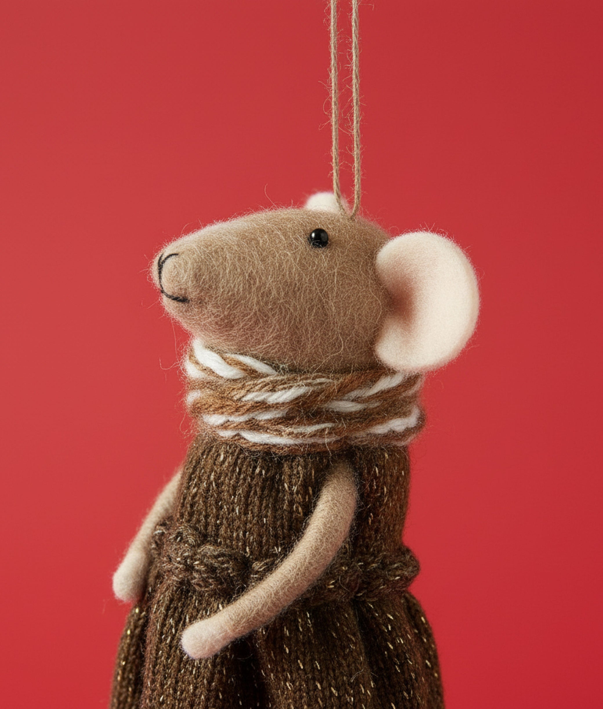 Xmas Mice Beige Scarf Dress