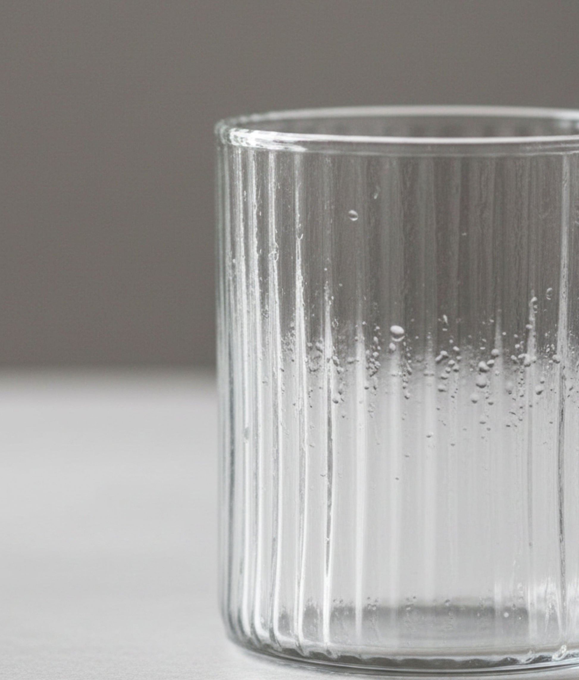 Clear Drinking Glass w/ Grooves