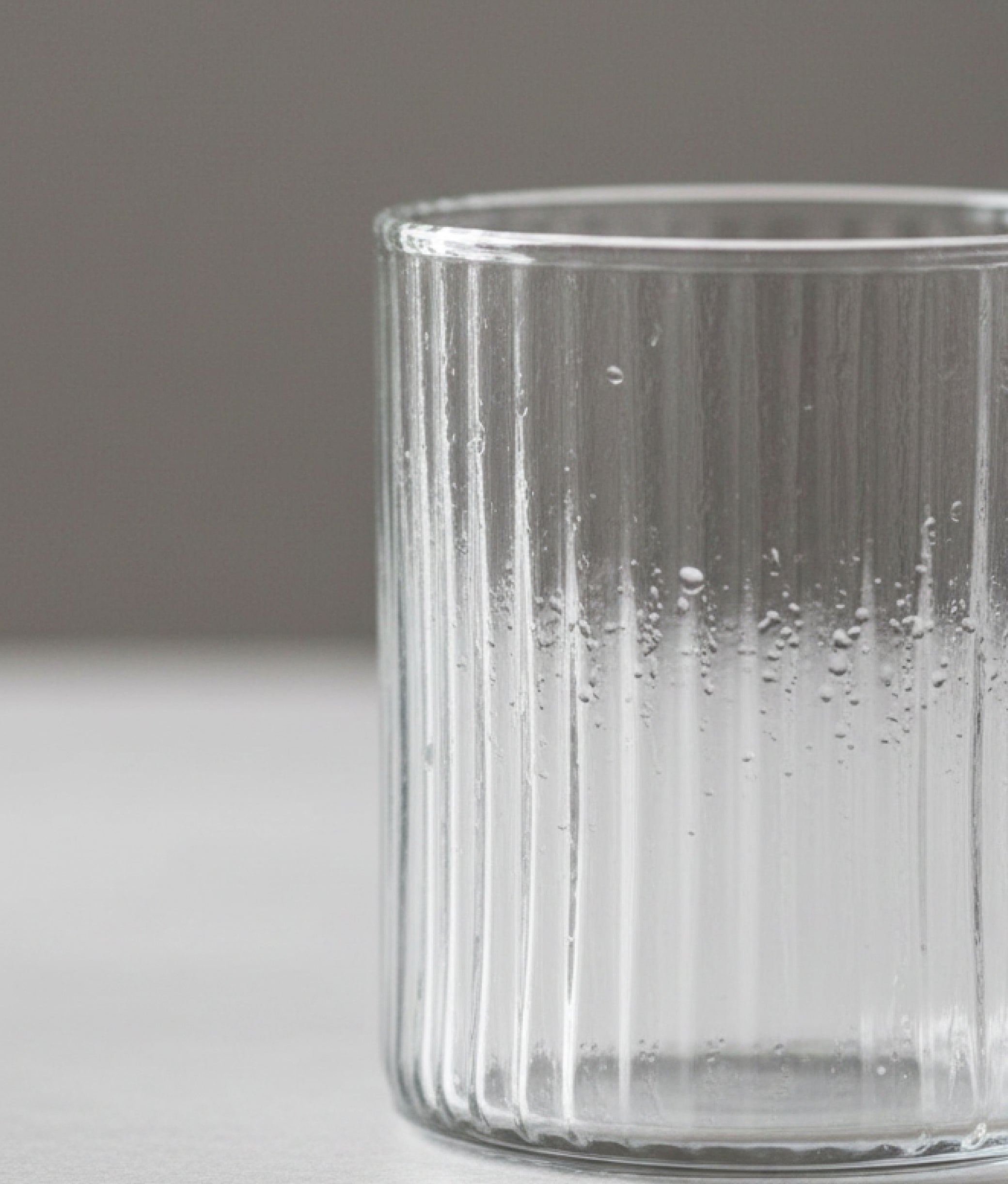 Clear Drinking Glass w/ Grooves