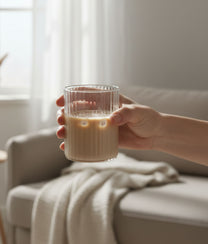 Clear Drinking Glass w/ Grooves