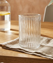Clear Drinking Glass w/ Grooves