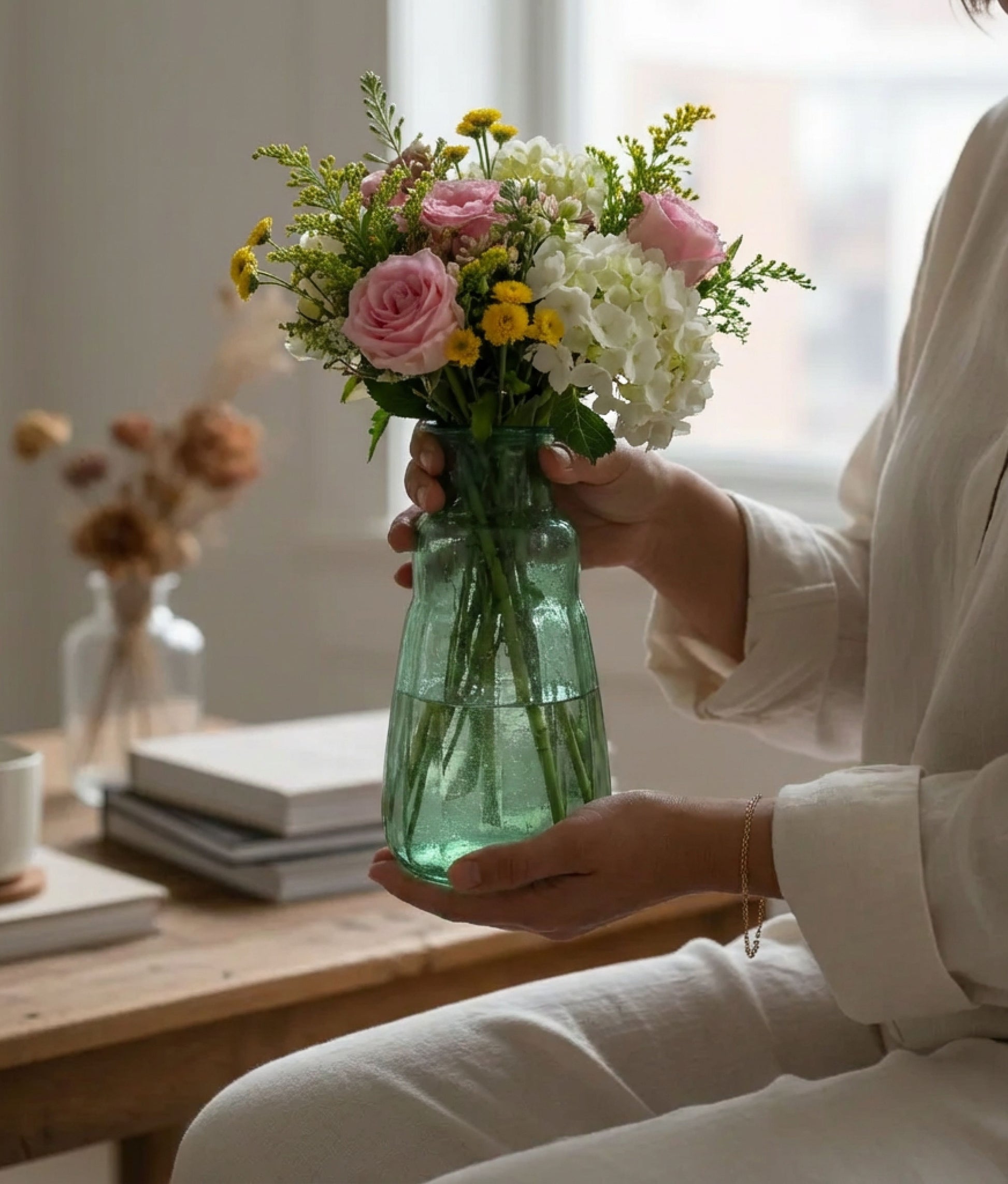Dark Green Recycled Vase