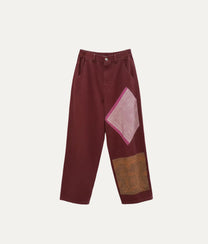Dark Red Patchwork Pants