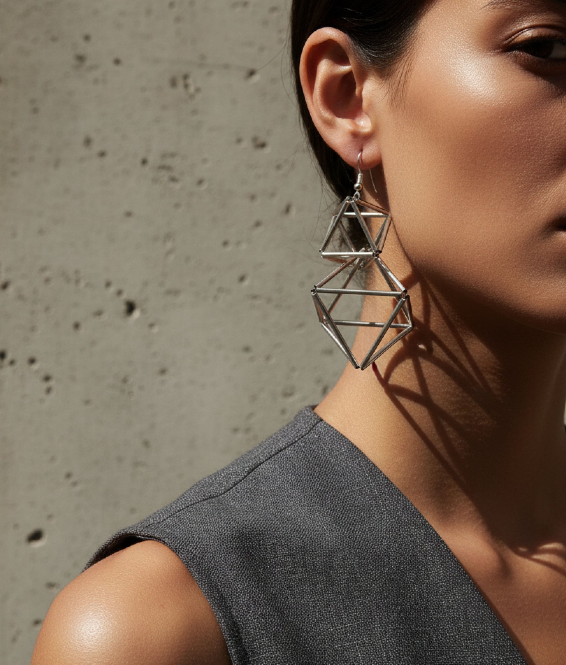 DIAMONDS METAL Rhodium Earrings
