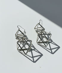 DIAMONDS METAL Rhodium Earrings