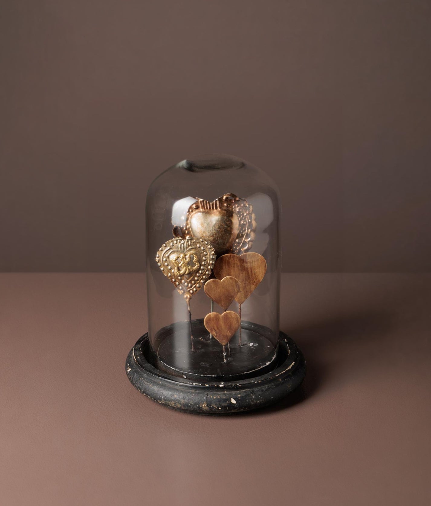 Small Glass Dome w/ Ex-voto Hearts