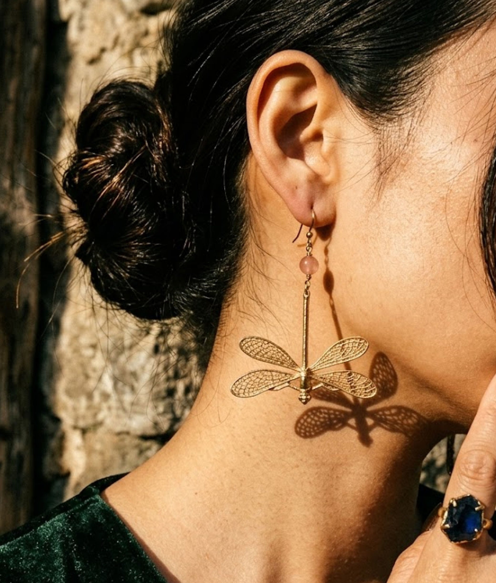 Rose Quartz Dragonfly Earrings