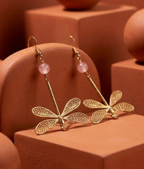 Rose Quartz Dragonfly Earrings