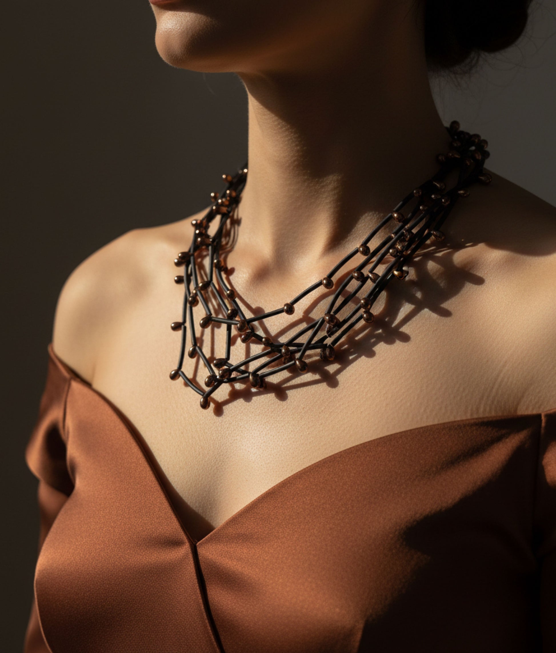 DROPS PVC Bronze Black Necklace