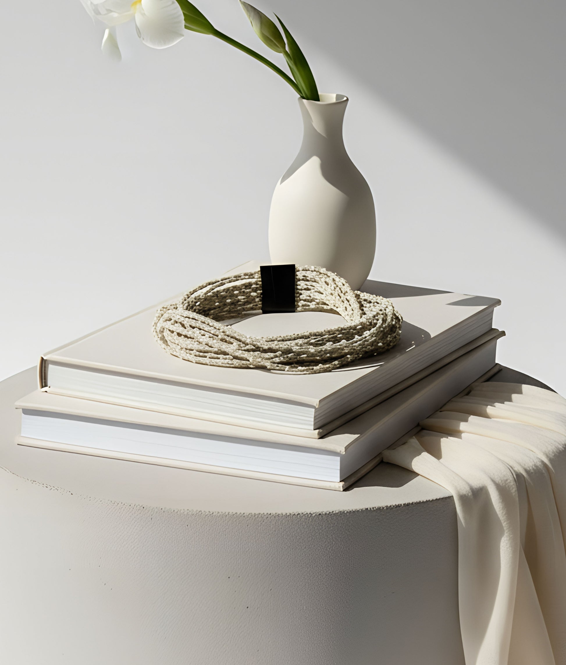 Beige Fabric Necklace