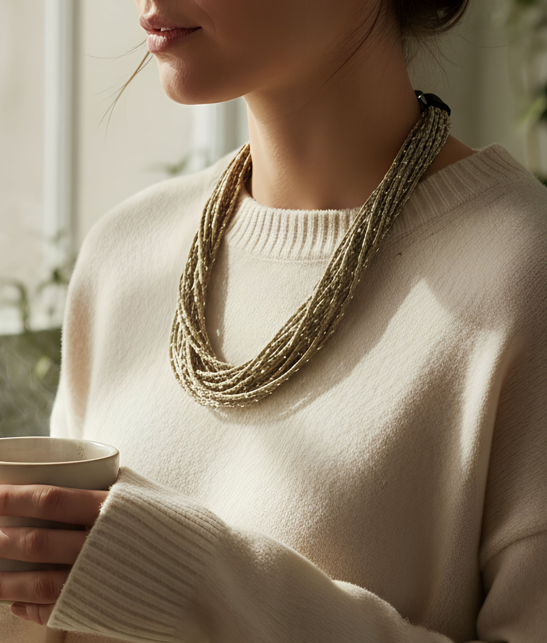 Beige Fabric Necklace