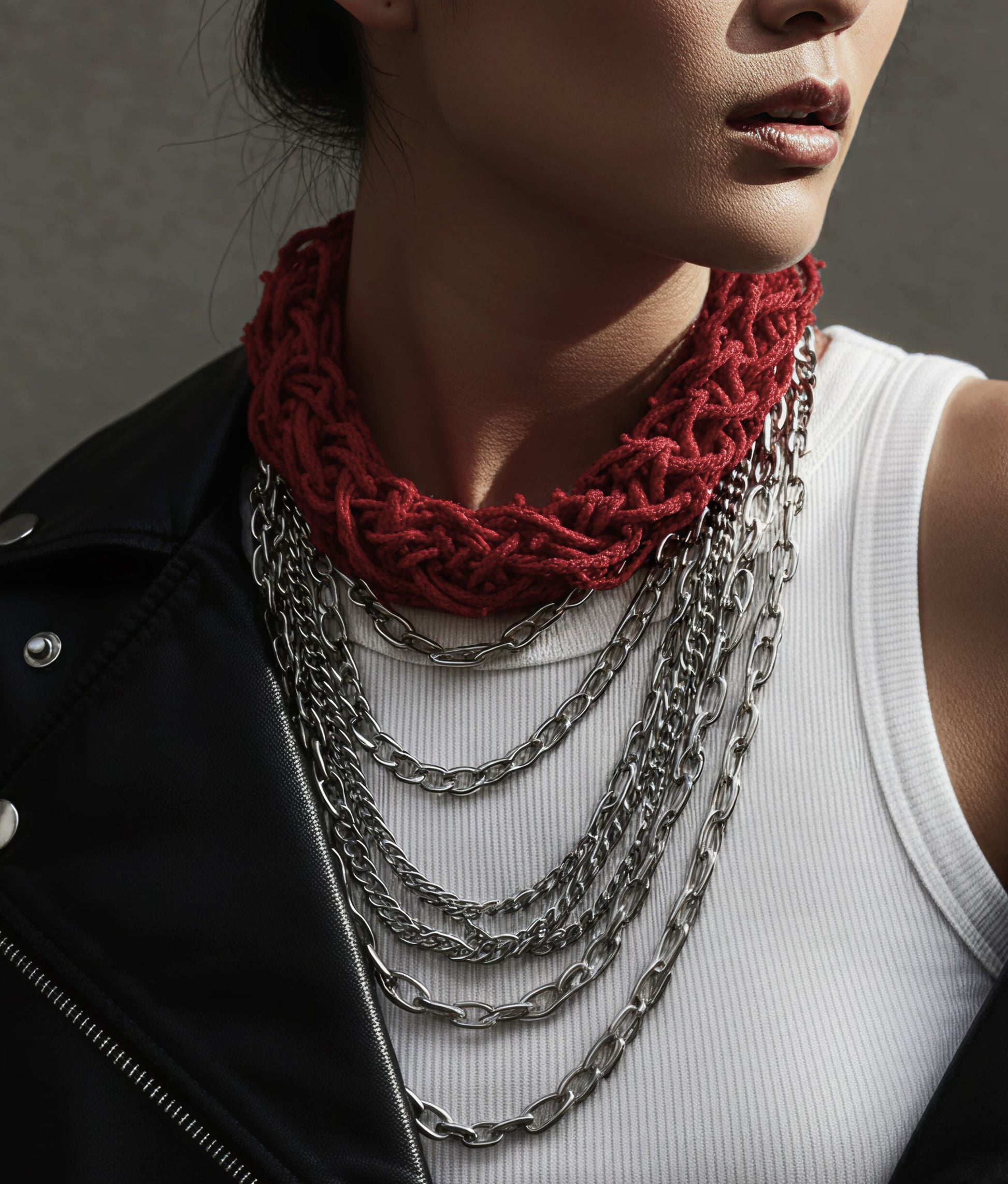 Red Fabric Necklace