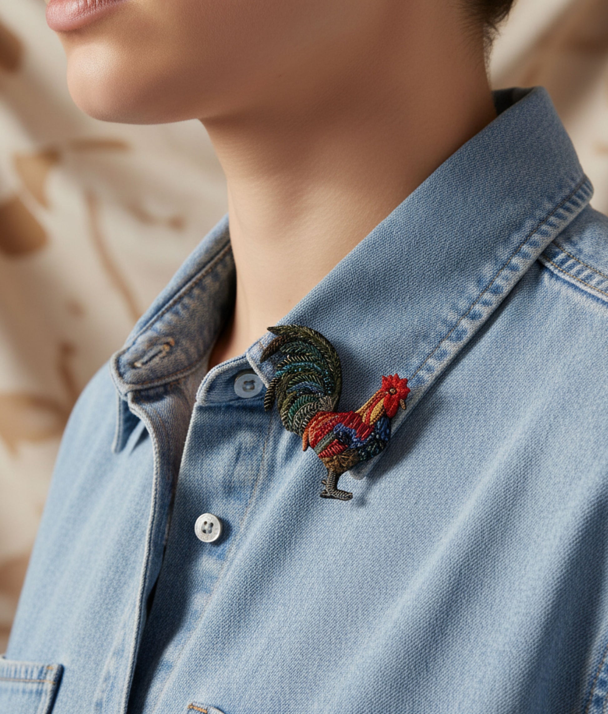 Farm Rooster Trovelore Brooch