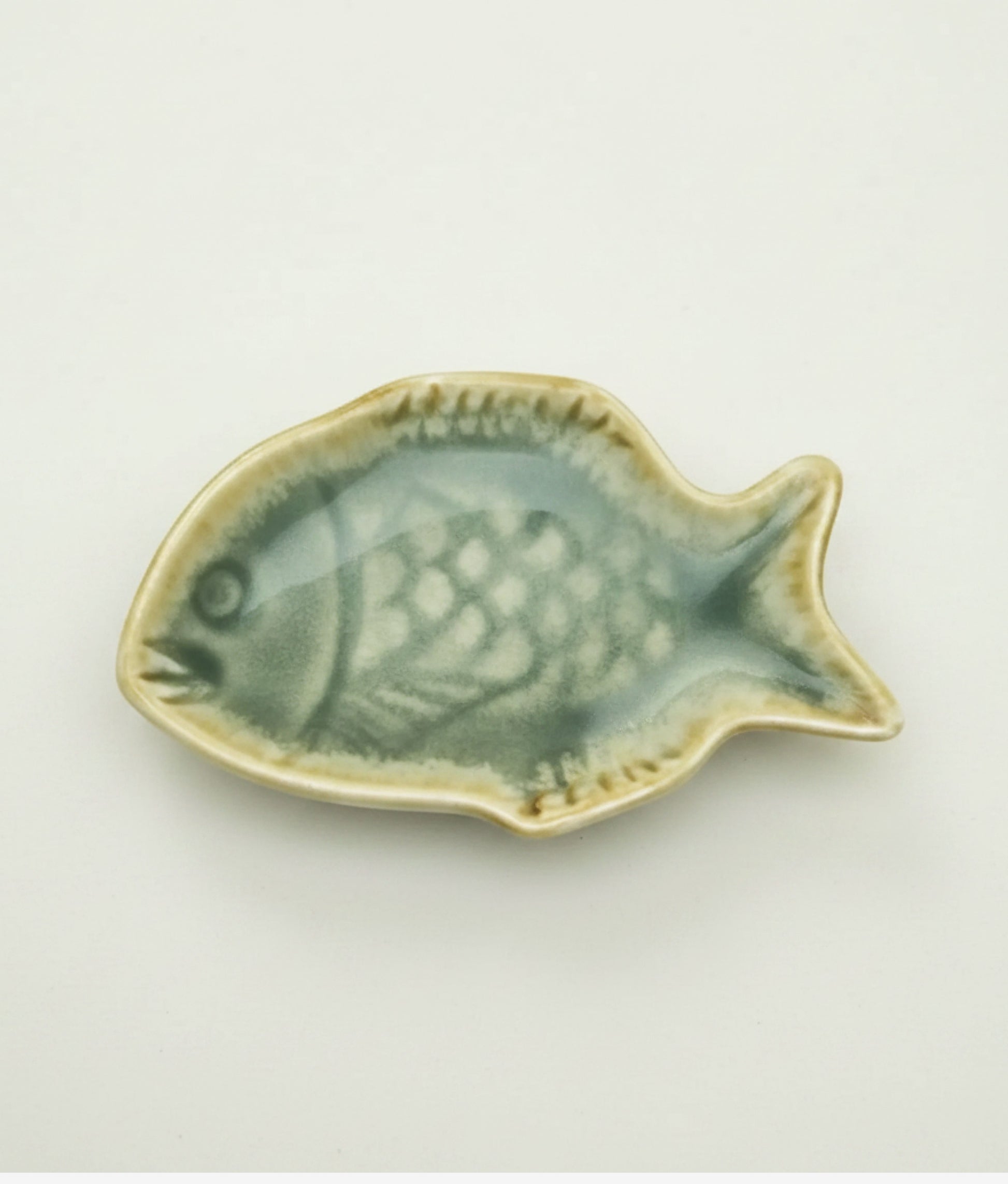 Green Stoneware Fish Tray
