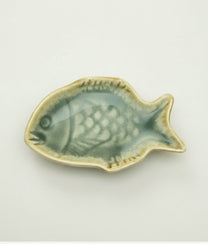 Green Stoneware Fish Tray