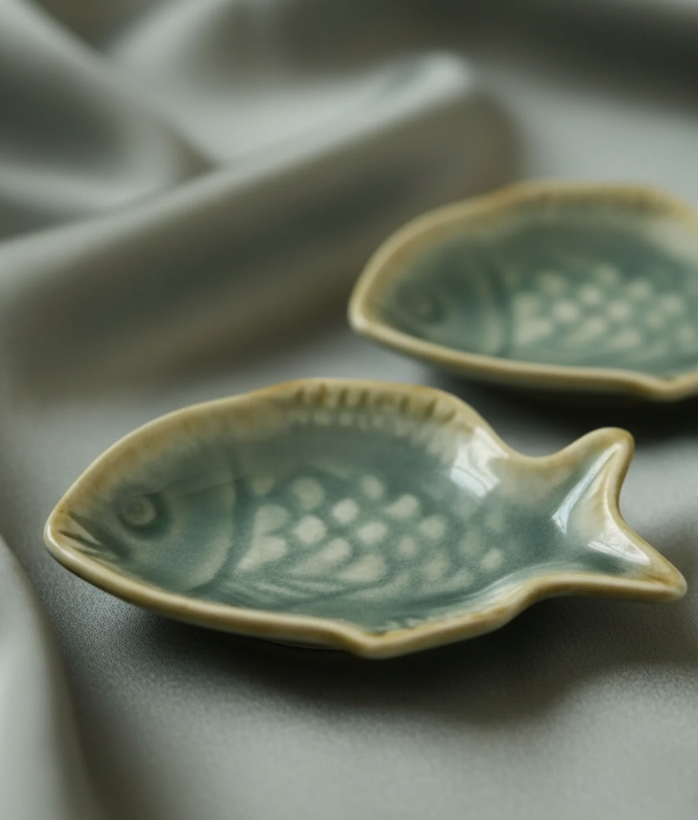 Green Stoneware Fish Tray