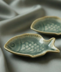 Green Stoneware Fish Tray