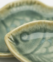 Green Stoneware Fish Tray