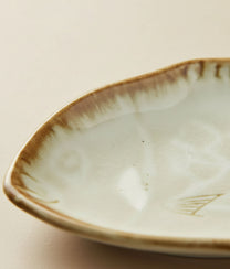 Off White Stoneware Fish Tray