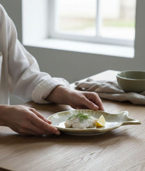 Off White Stoneware Fish Tray