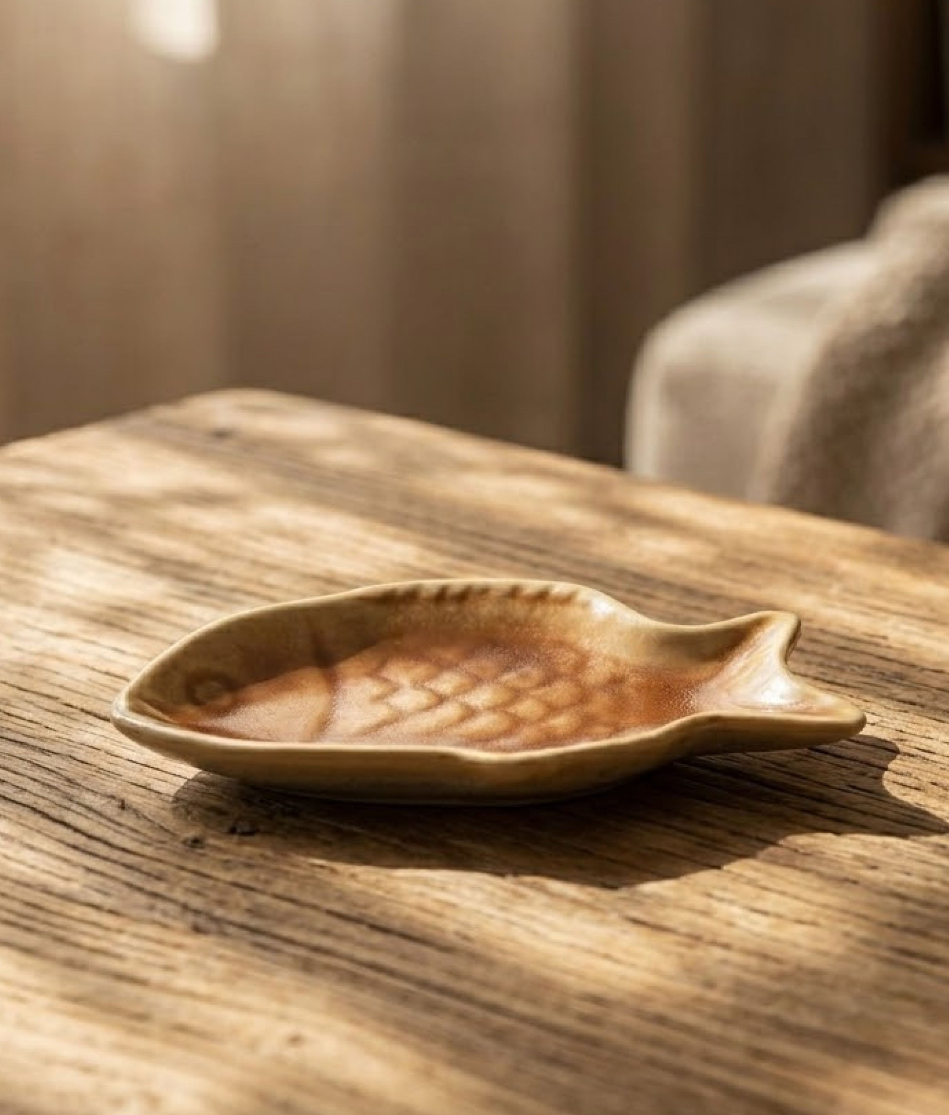 Orange Stoneware Fish Tray