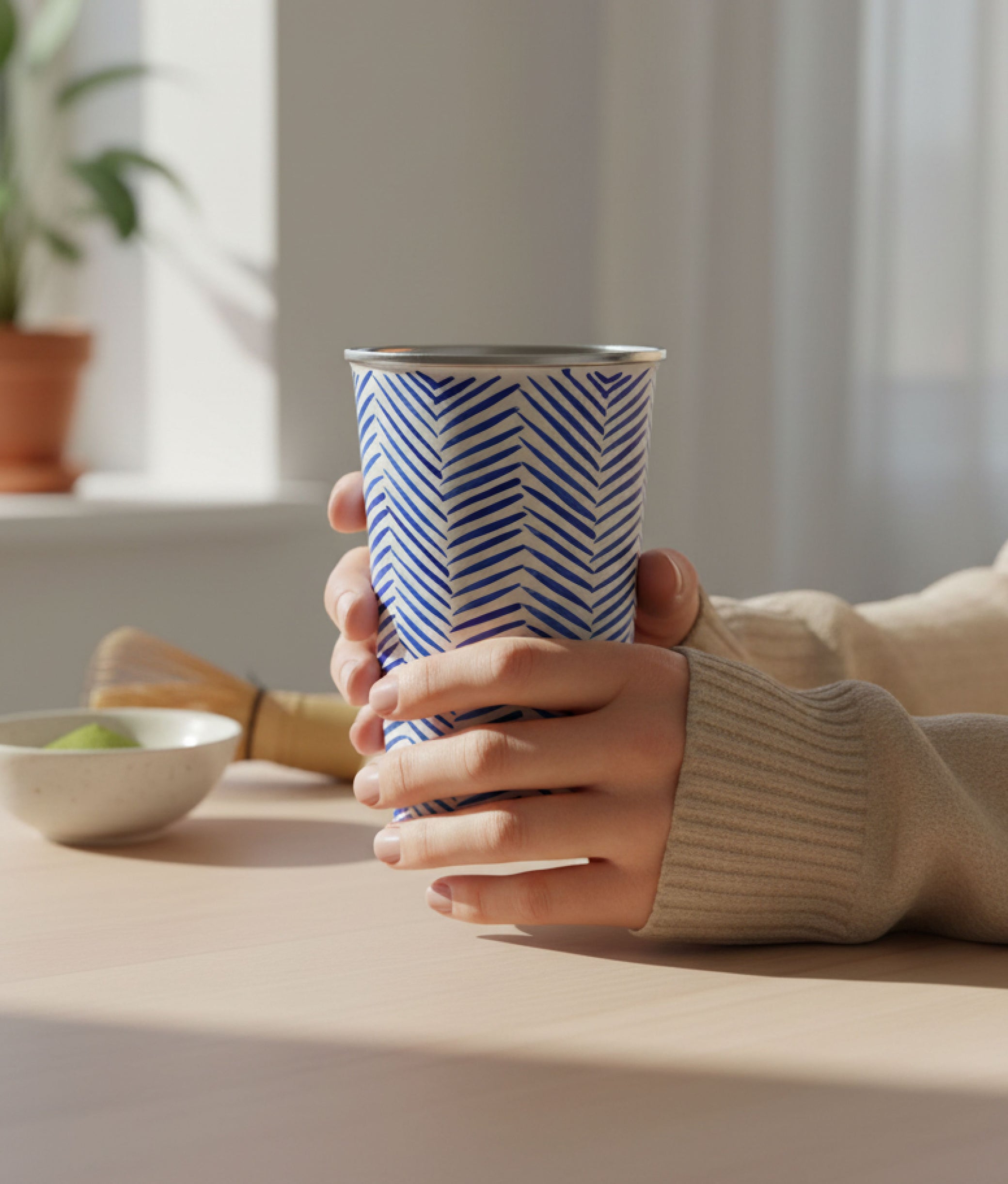 Geometrical Blue Lines Nomadic Cup