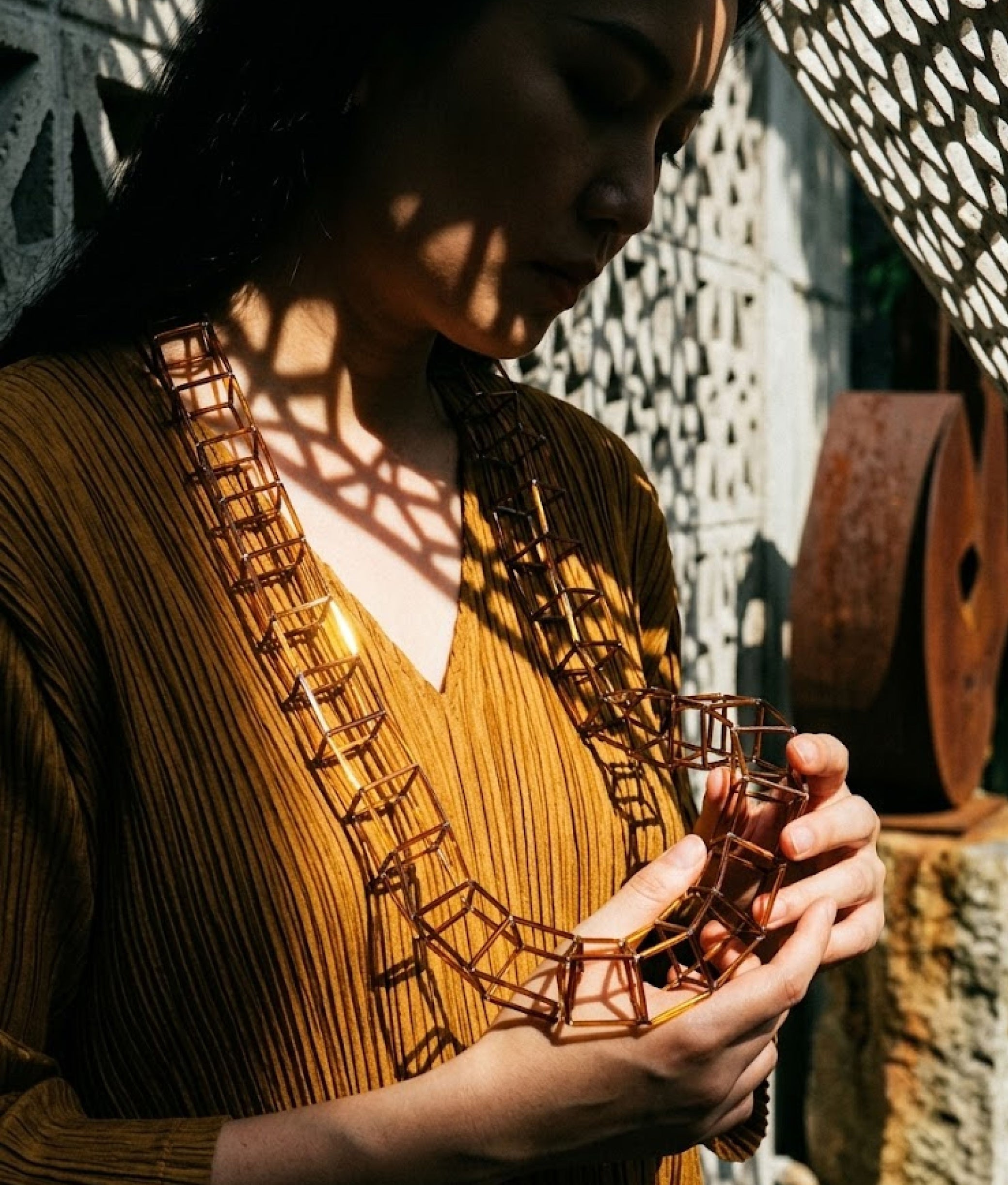 GEOMETRIA VETRO Bronze Necklace L