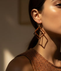 GEOMETRIA VETRO CUBO 2 Bronze Earrings