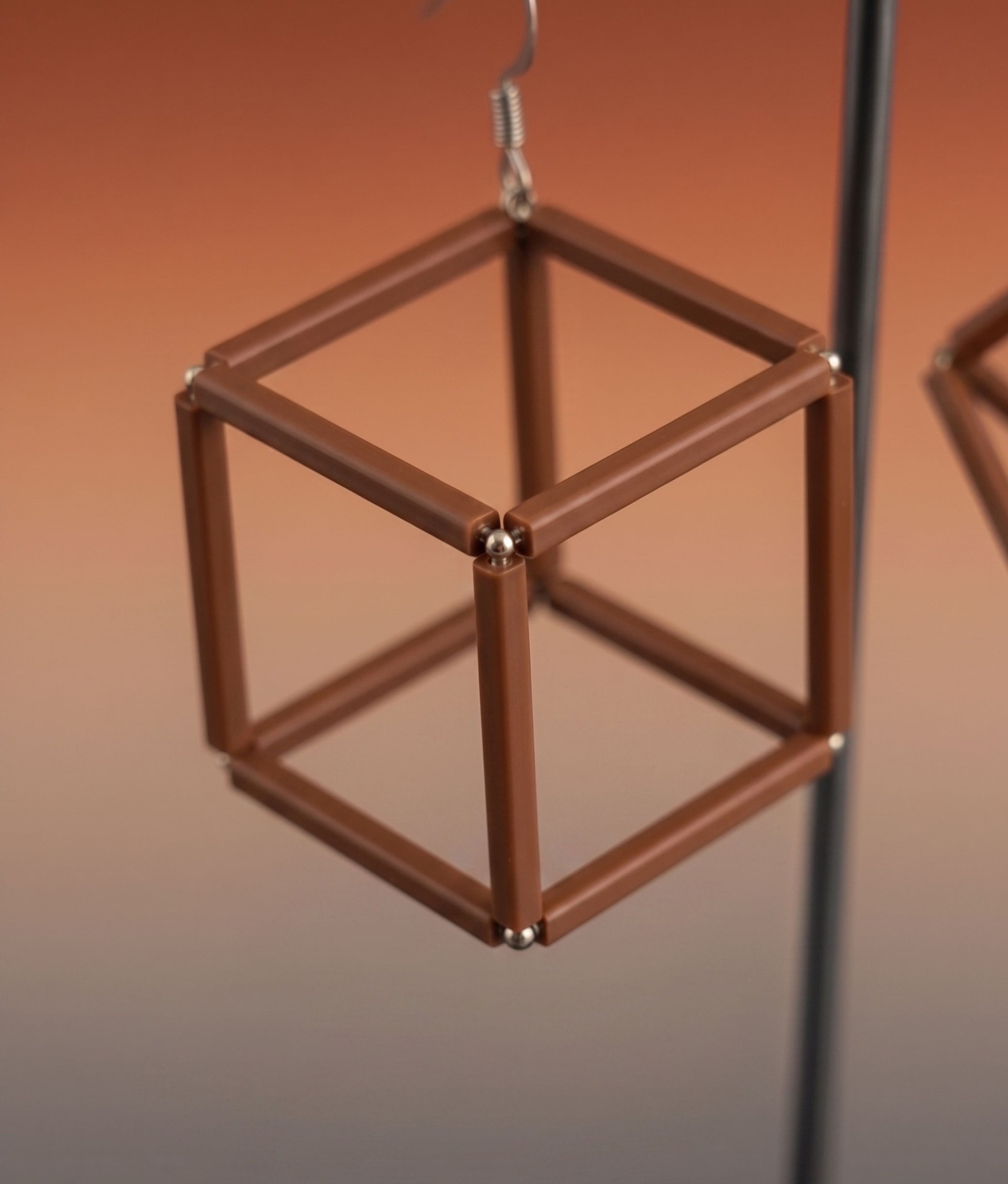 GEOMETRIA VETRO CUBO 2 Bronze Earrings