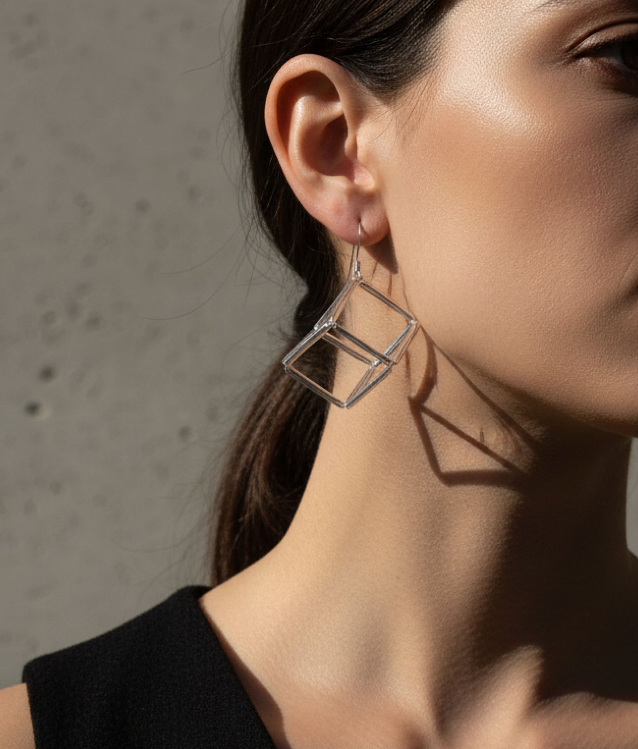 GEOMETRIA VETRO CUBO 2 Transparent Earrings