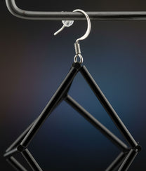 GEOMETRIA VETRO CUBO 3 Black Earrings