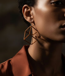 GEOMETRIA VETRO CUBO 3 Bronze Earrings