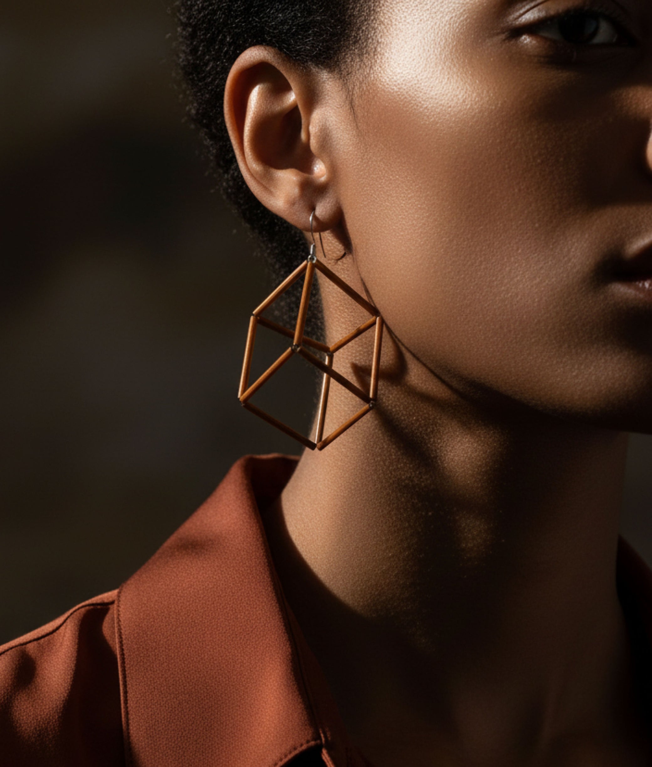 GEOMETRIA VETRO CUBO 3 Bronze Earrings