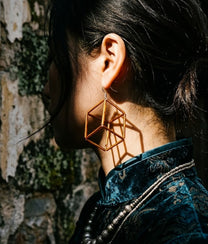 GEOMETRIA VETRO CUBO 3 Bronze Earrings