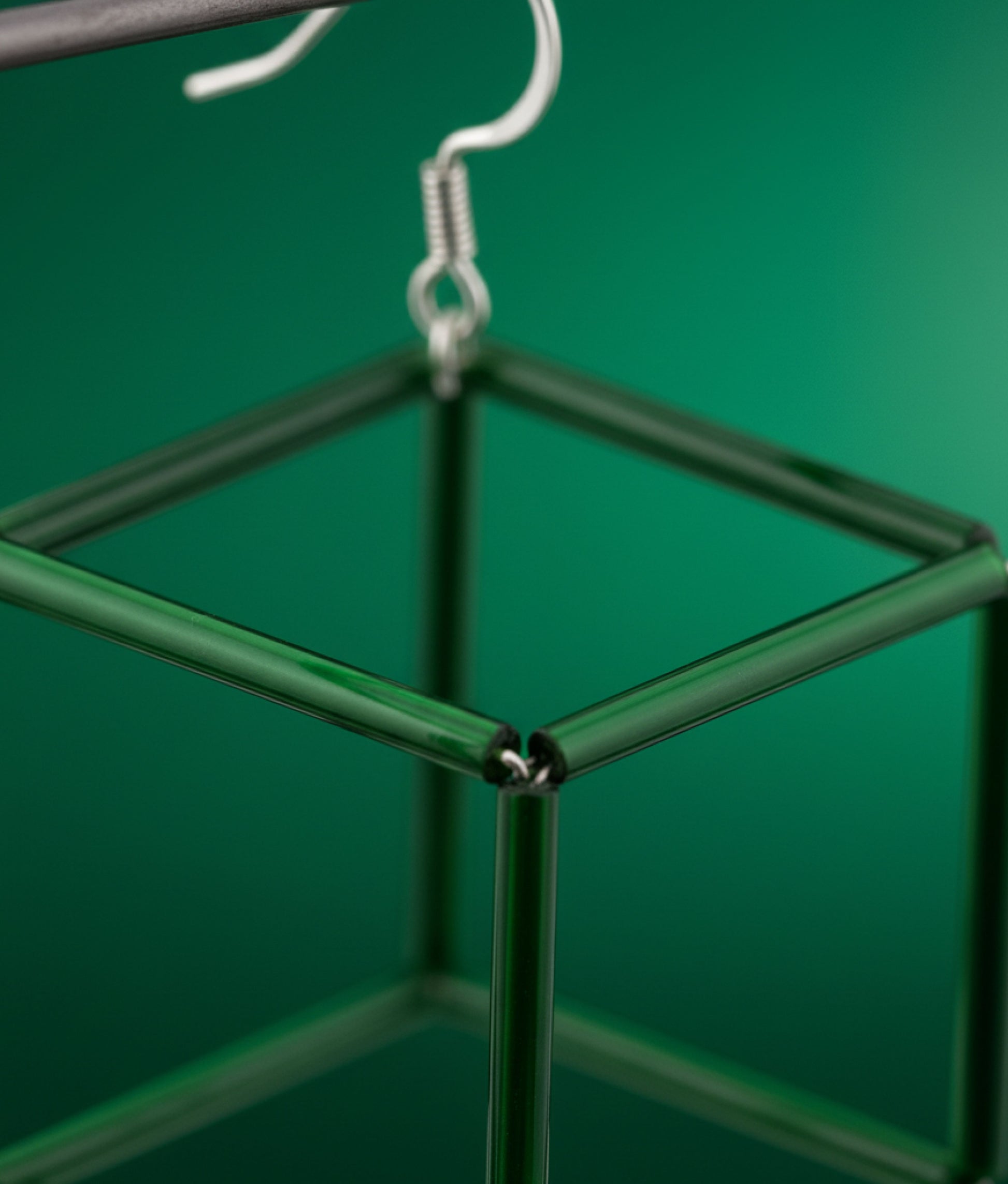 GEOMETRIA VETRO CUBO 3 Emerald Earrings