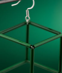 GEOMETRIA VETRO CUBO 3 Emerald Earrings